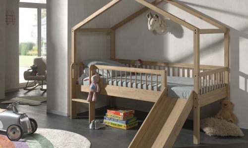 Model Forrest massief eiken kajuitbed met glijbaan