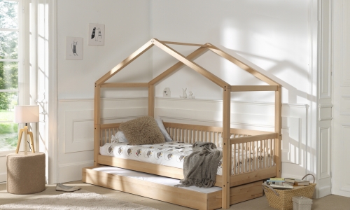 Model Forrest massief eiken Bedbank met dakopbouw