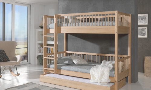 Model Forrest massief eiken stapelbed met laden