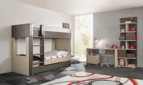 Model Dimix van Gautier kinderkamers en tienerkamers in beige met mocca kleur.