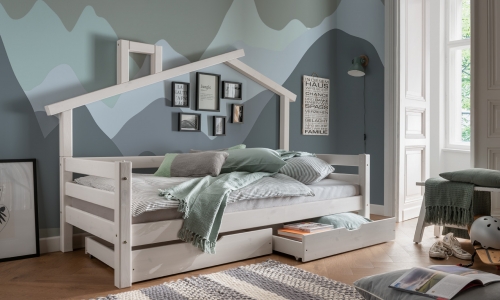 infanskids huisbed in massief beuken geheel gelakt