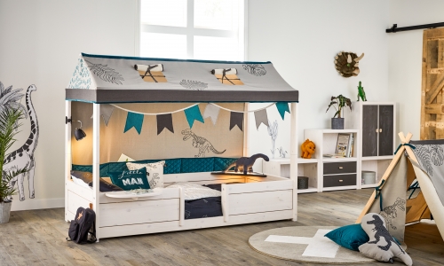 Thema Dino op 4in1 bed van Life Time Kidsrooms kinderslaapkamers en tienerslaapkamers.