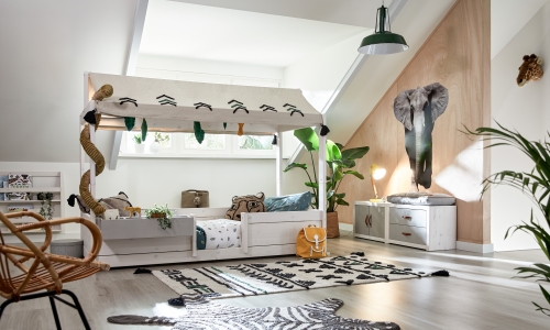 Thema Wild Life i.c.m. 4in1 bed Life Time Kidsrooms kinderslaapkamers en tienerslaapkamers.