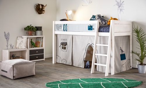 Thema Dino op halfhoogslaper Life Time Kidsrooms kinderslaapkamers en tienerslaapkamers.